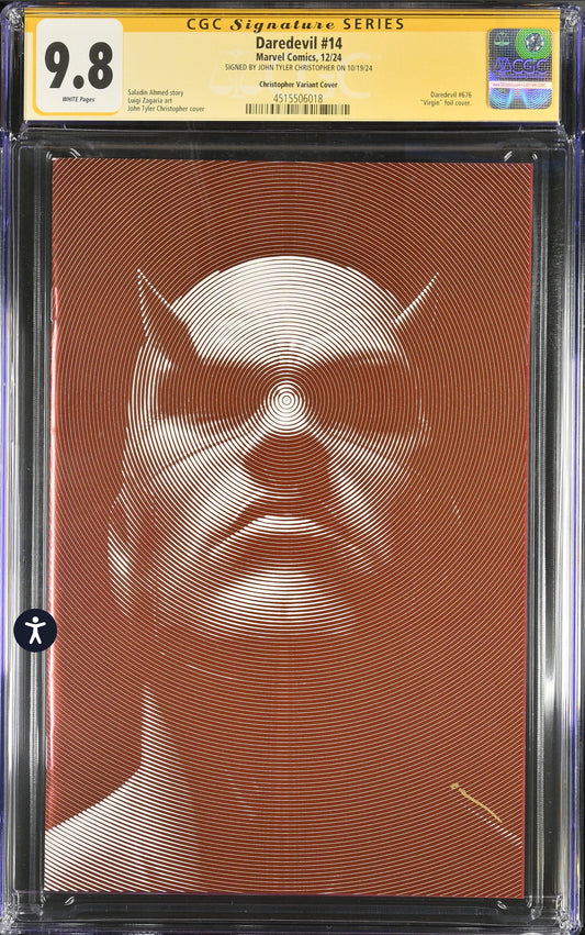 Daredevil #14 CGC SS 9.8 NYCC JTC Foil Signed By John T Christopher