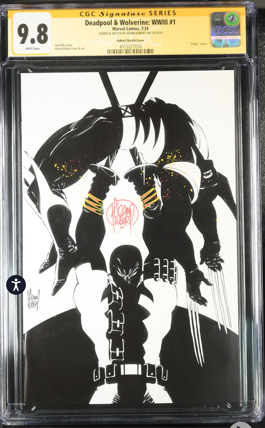 Deadpool & Wolverine: WWIII #1 CGC SS 9.8 (Kubert Sketch Cover) Signed & Sketched By Adam Kubert