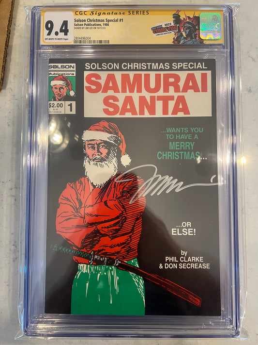Solson Christmas Special #1 CGC SS 9.4 (Samurai Santa, 1st Published Jim Lee Art) SIGNED BY JIM LEE