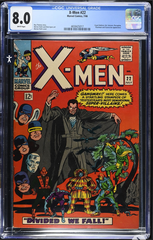 UNCANNY X-MEN #22 CGC 8.0 (Marvel, 1966) Rare White Pages