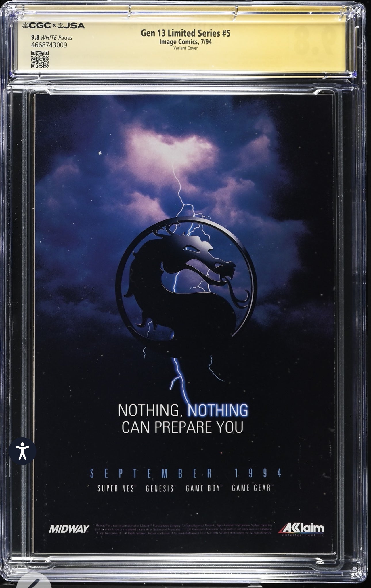 Gen 13 Limited Series #5 CGC X JSA 9.8 (Image, 1994) Variant Signed by J. Scott Campbell