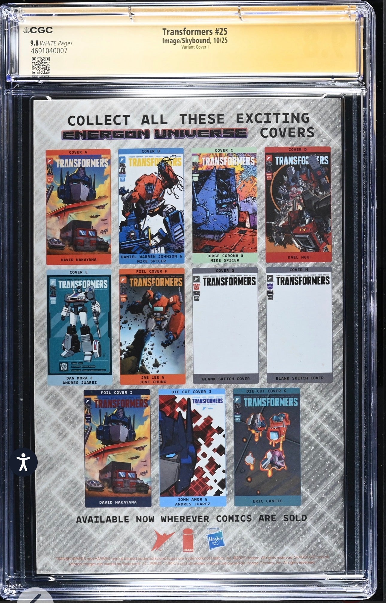 Transformers #25 CGC SS 9.8 Signed By Peter Cullen (Image/Skybound 2025, Foil Variant)