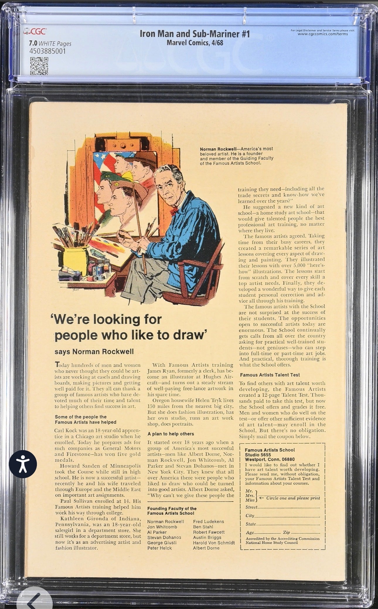 Iron Man & Sub-Mariner #1 CGC 7.0 White Pages (Pre Dates Iron Man #1 & Sub-Mariner #1)