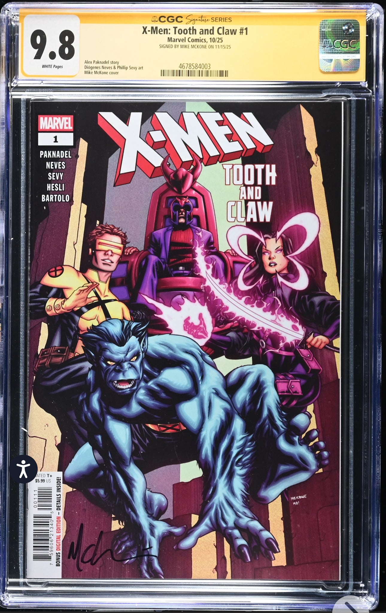 X-Men: Tooth and Claw #1 CGC SS 9.8 (Marvel, 2025) signed by Mike McKone