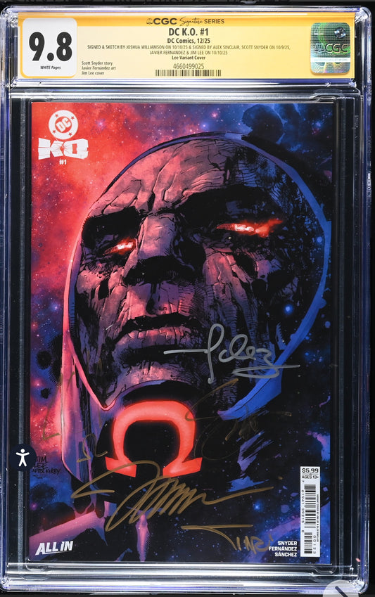 DC K.O. #1 CGC SS 9.8 (DC, 2025) Signed by Jim Lee, Joshua Williamson, Scott Snyder, Javier Fernandez, Alex Sinclair