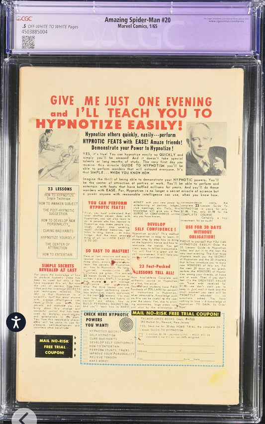 Amazing Spider-Man #20 CGC .5 Restored (Marvel, 1965) 1ST APPEARANCE SCORPION