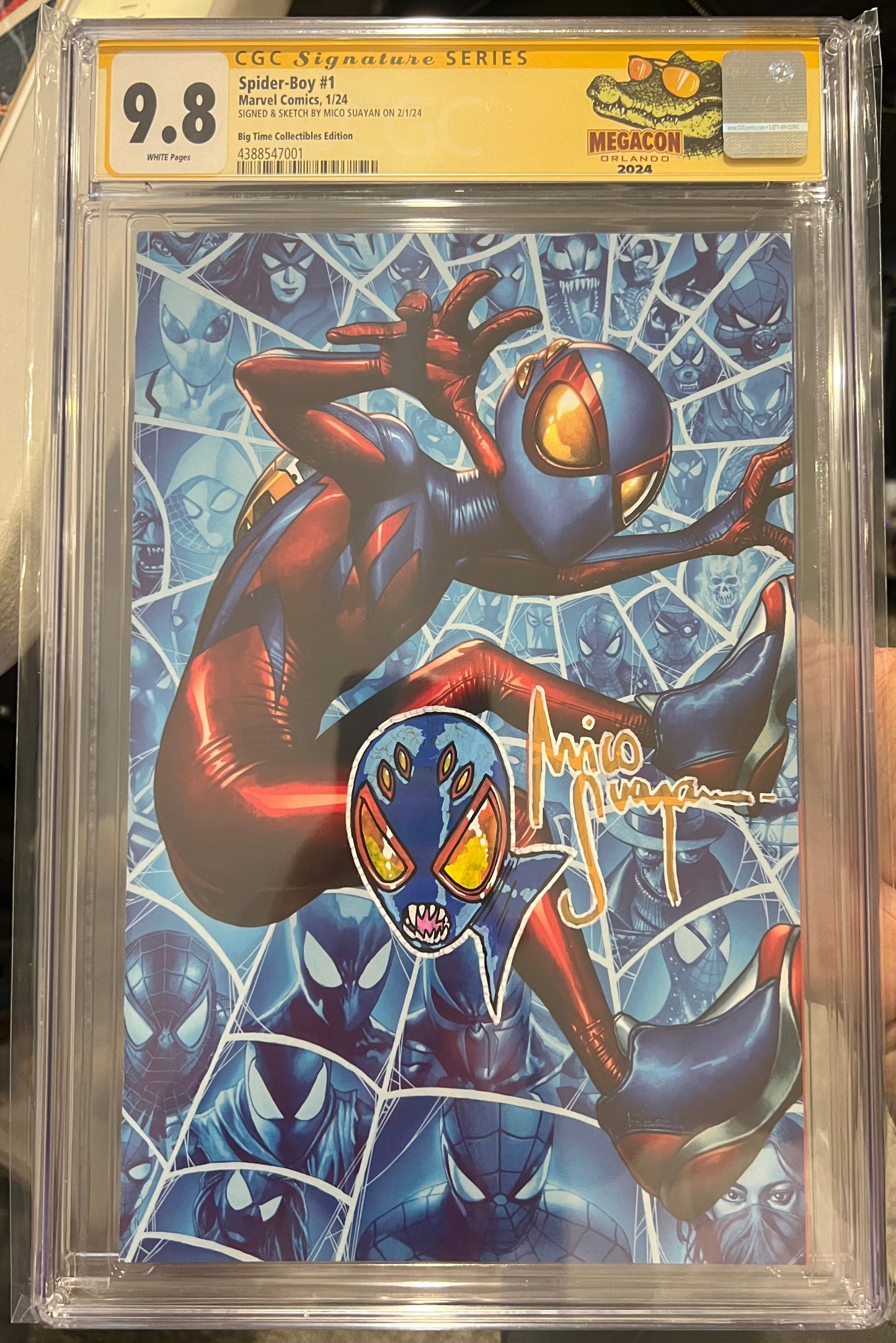 SPIDER-BOY #1 CGC SS 9.8 MICO SUAYAN Signed/Sketched Secret Variant W/ Custom Label from Megacon Orlando