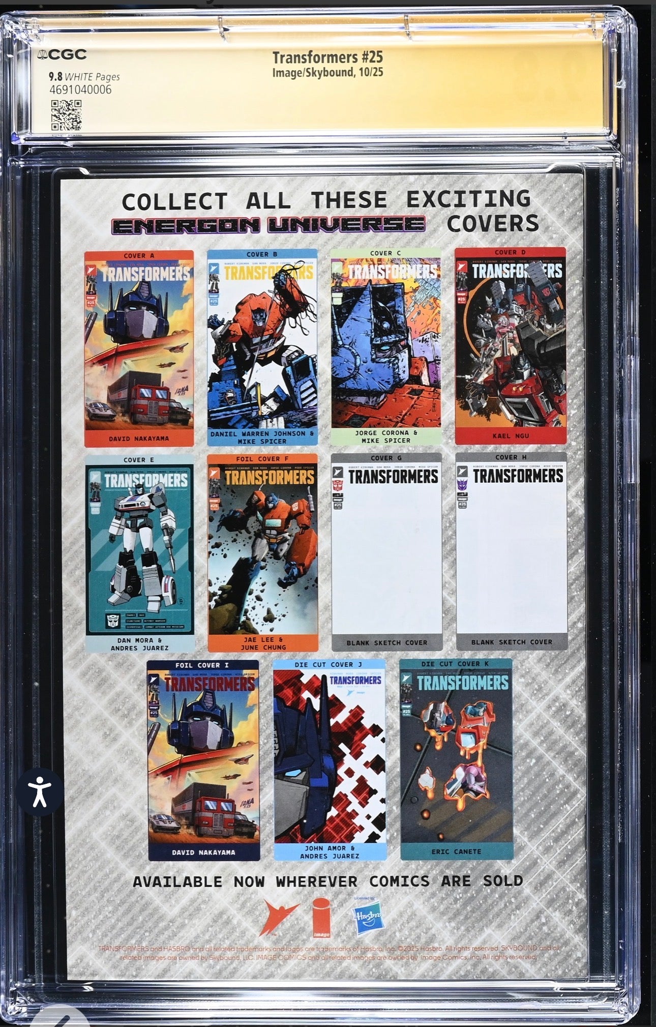 Transformers #25 CGC SS 9.8 Signed By Peter Cullen (Image/Skybound 2025, Cover A)