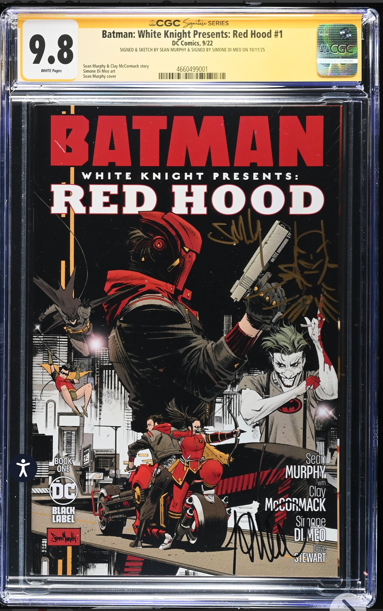Batman The White Knight Presents: Red Hood CGC SS 9.8 (DC, 2022) Signed/Sketch By Sean Murphy & Signed by Simone Di Meo