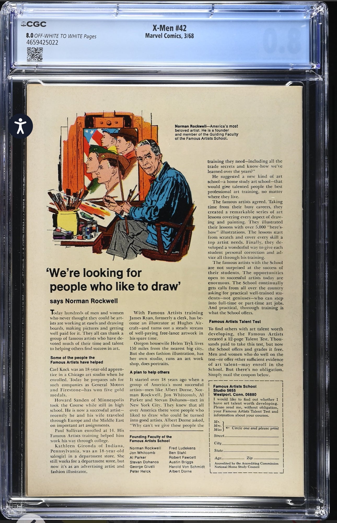 Uncanny X-Men #42 CGC 8.0 (Marvel, 1968) “Death” Of Professor X