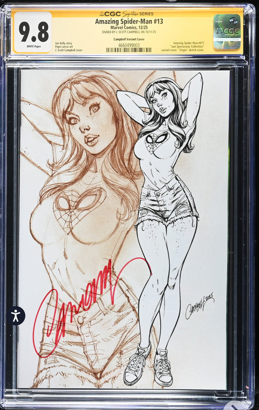 Amazing Spider-Man #13 CGC SS 9.8 (Marvel, 2025) Signed By J. Scott Campbell (NYCC Panel Variant)