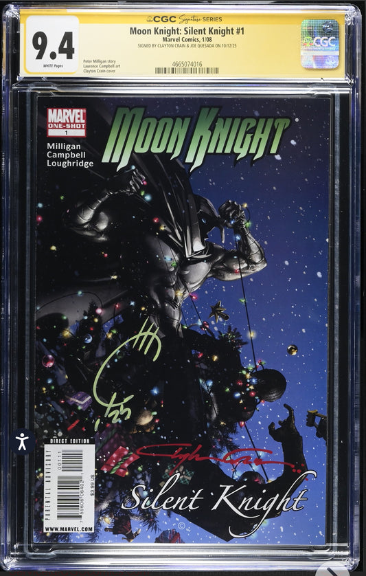 Moon Knight: Silent Knight #1 CGC SS 9.4 Signed By Joe Quesada & Clayton Crain (Marvel, 2008)