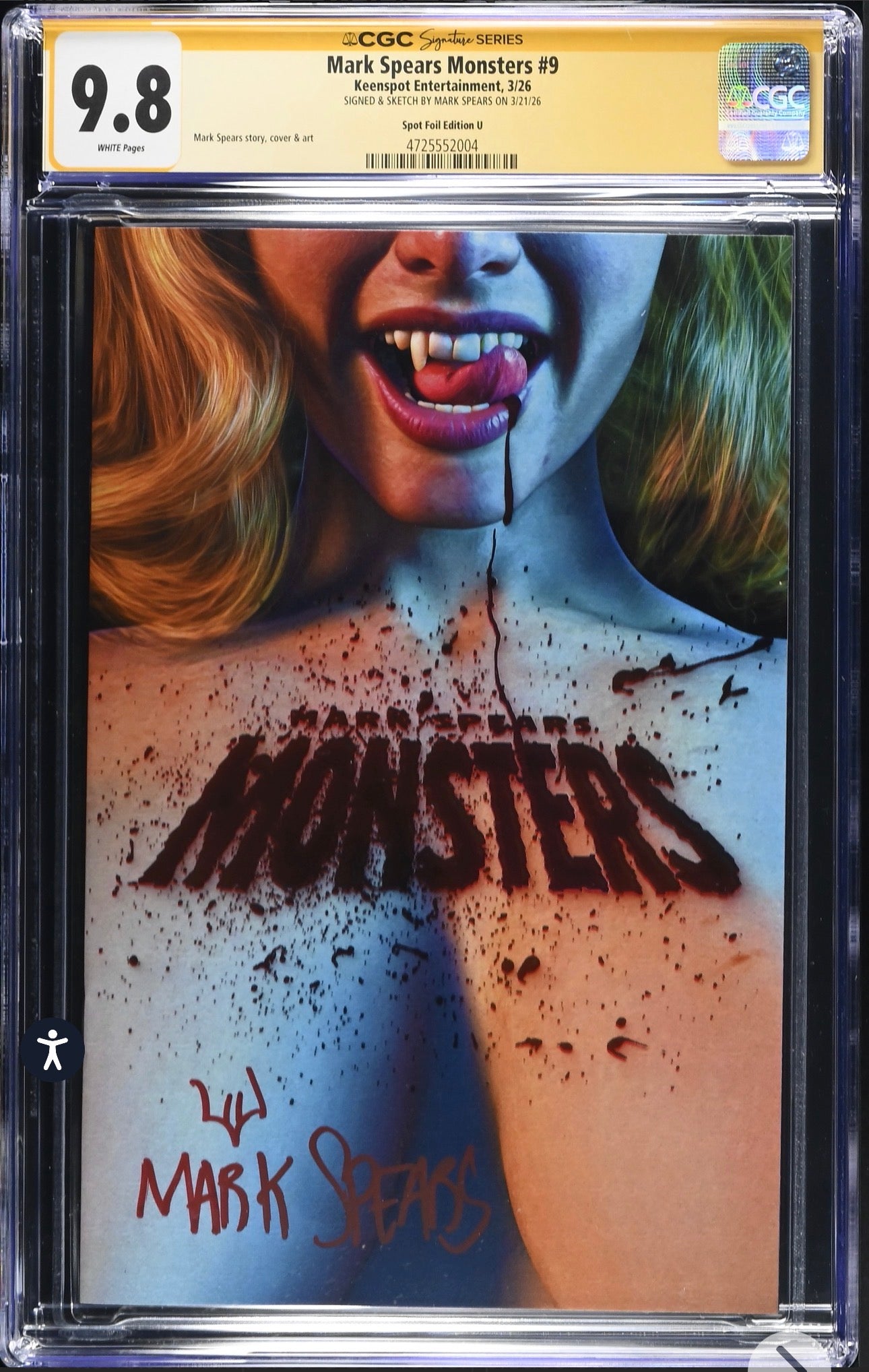 Mark Spears Monsters #9 CGC SS 9.8 Signed By Mark Spears (Megacon Spot Foil, 2026)