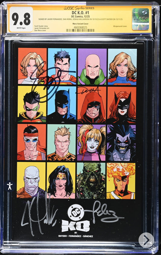 DC KO #1 CGC SS 9.8 (2025, Mora Variant) Signed By Dan Mora, Joshua Williamson, Scott Snyder, Javier Fernandez