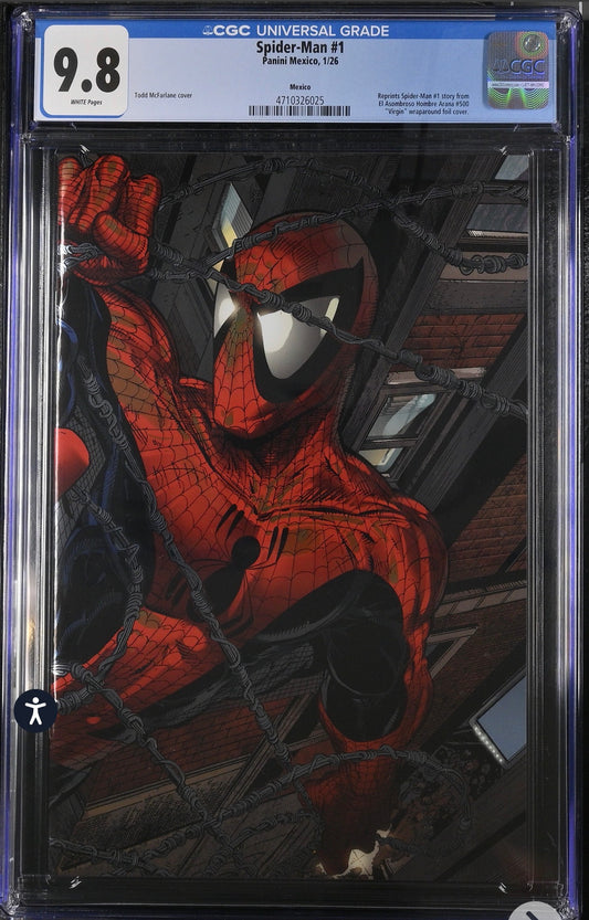 Spider-Man #1 CGC 9.8 McFarlane Wraparound Foil Cover  (1/26), Panini Mexico