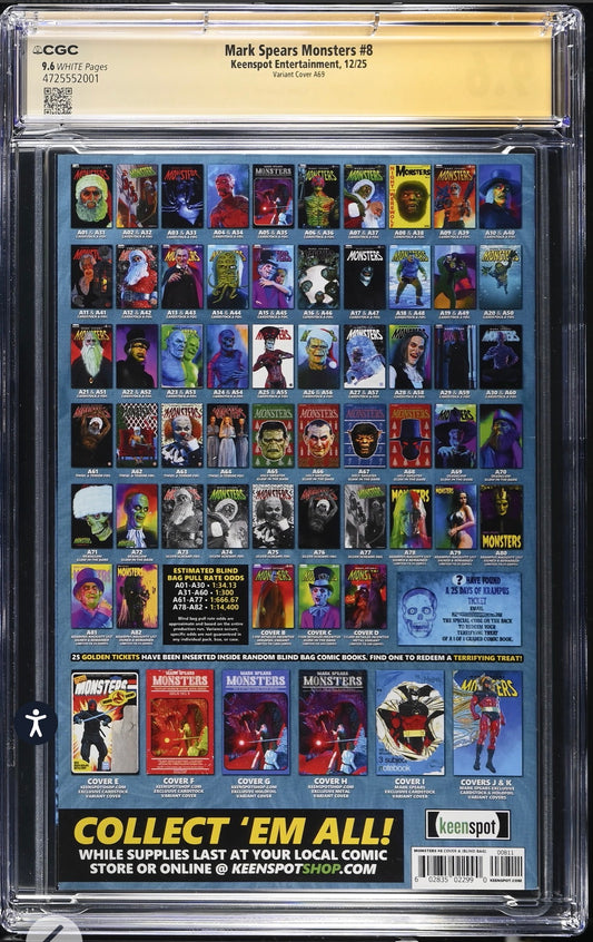Mark Spears Monsters #8 CGC SS 9.6 Signed By Mark Spears (Glow-in-the-dark, Cover A69)