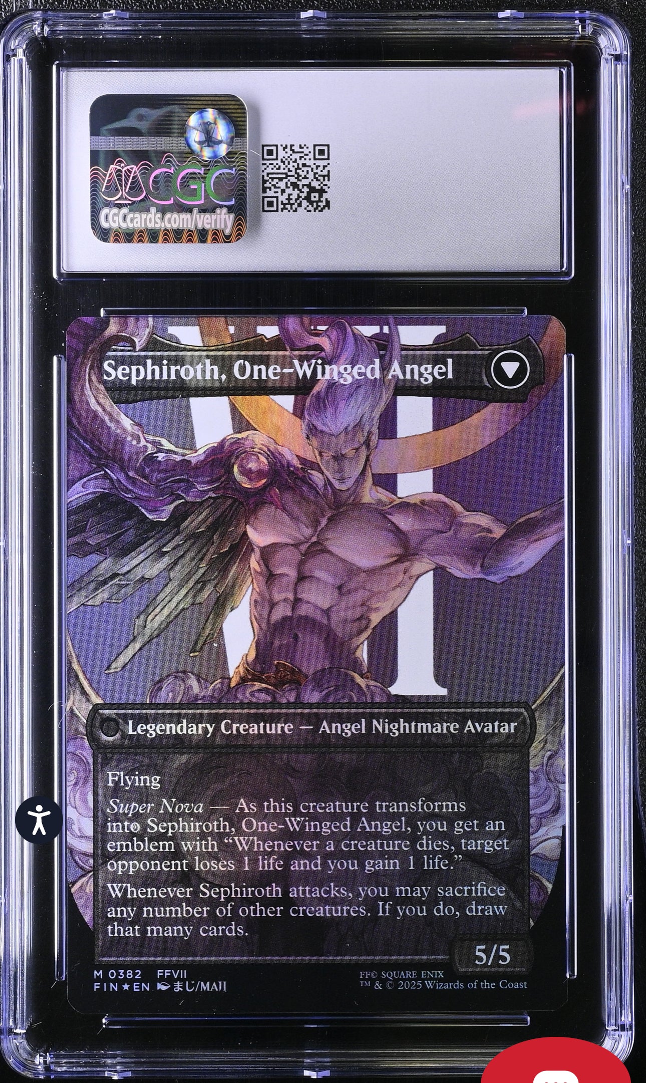 Sephiroth, Fabled SOLDIER Magic: The Gathering CGC 9 (Mint) Final Fantasy -0382 Mythic Rare -Foil - Borderless (CGC Cards)