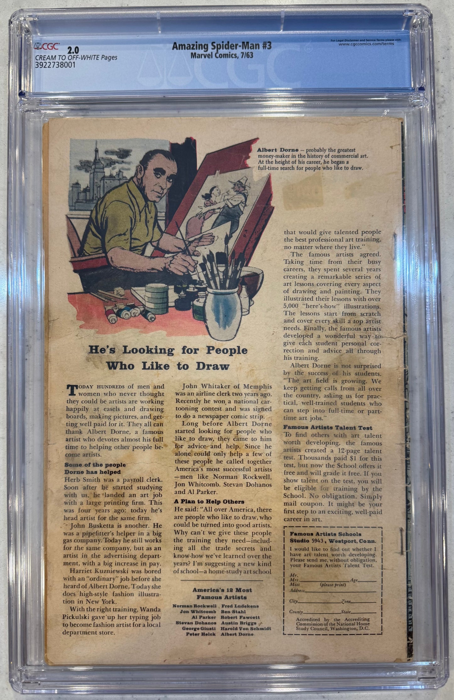 Amazing Spider-Man #3 CGC 2.0 (Marvel, 1964) 1st Appearance of Doctor Octopus