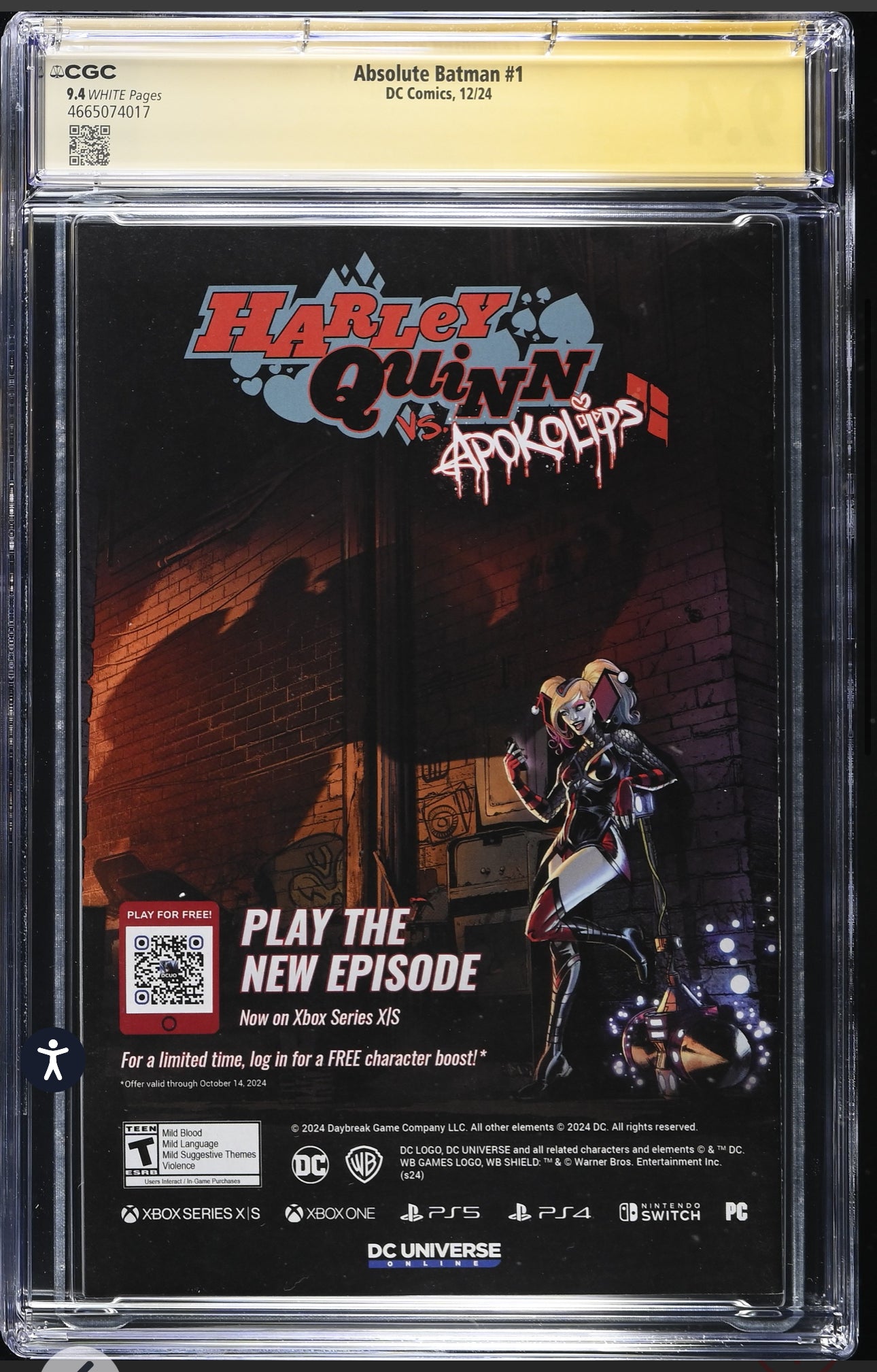 Absolute Batman #1 CGC SS 9.4 (DC, 2024) Cover A signed by Scott Snyder & Nick Dragotta