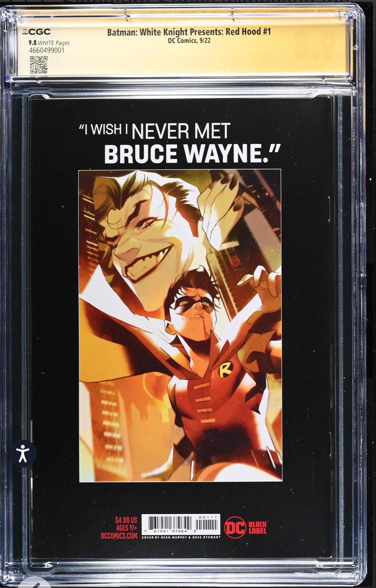 Batman The White Knight Presents: Red Hood CGC SS 9.8 (DC, 2022) Signed/Sketch By Sean Murphy & Signed by Simone Di Meo