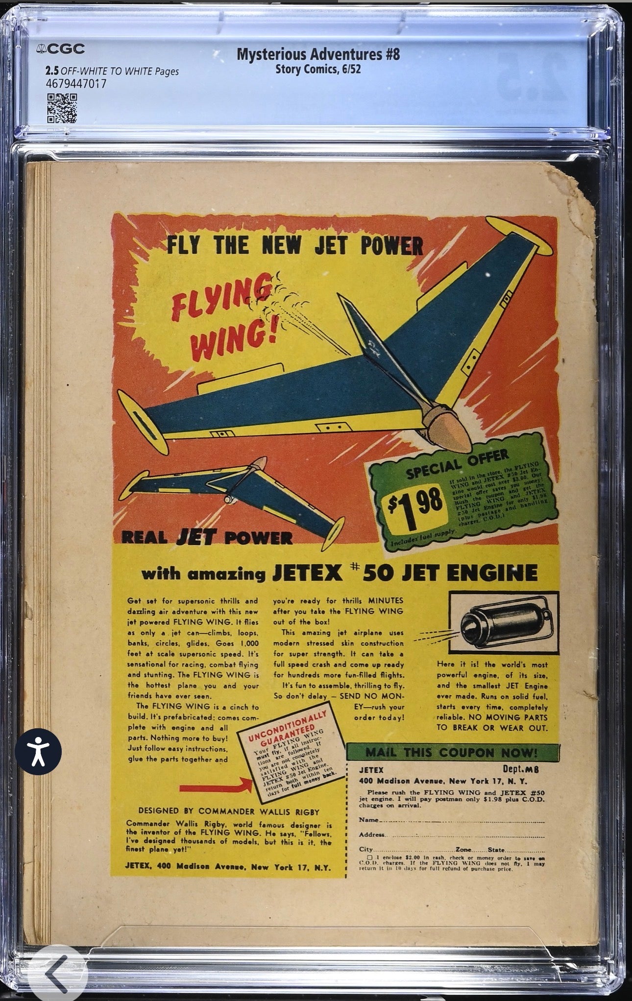 Mysterious Adventures #8 CGC 2.5 (Story Comics, 1952) Pre Code Golden Age Horror