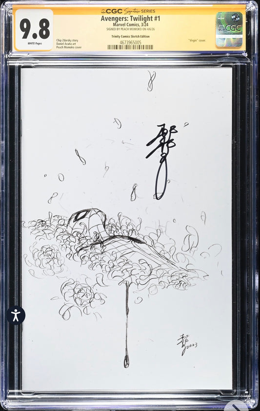 Avengers: Twilight #1 CGC SS 9.8 (Marvel, 2024) Sketch Virgin Variant Signed By Peach Momoko