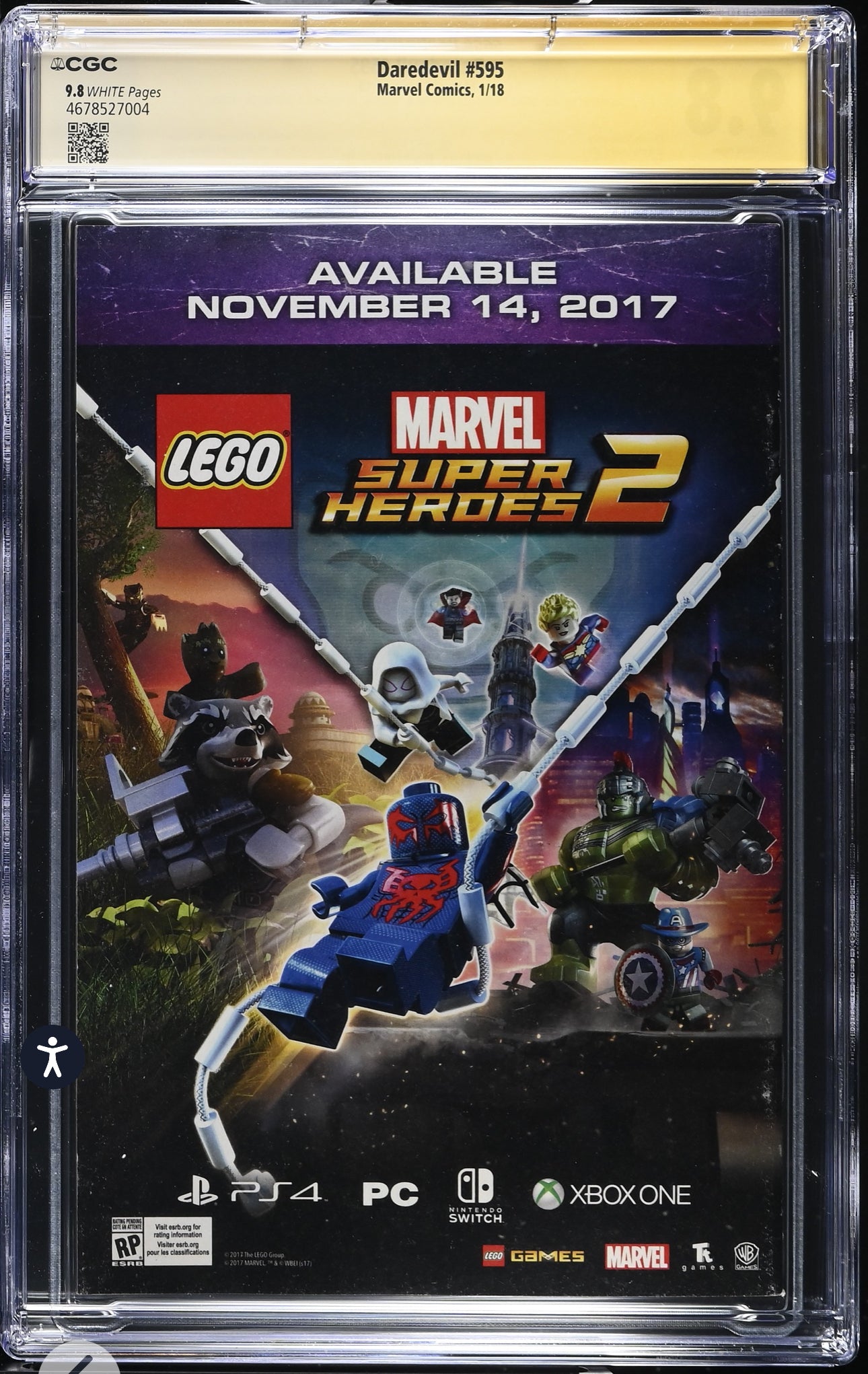 Daredevil #595 CGC SS 9.8 (Marvel, Signed By Vincent D’Onofrio & Charles Soule (Kingpin becomes mayor)