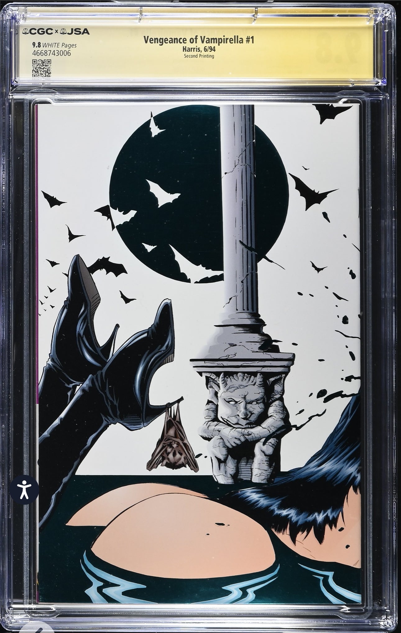 Vengeance of Vampirella #1 CGC X JSA 9.8 (Harris, 1994) Second Print Green Foil Signed by Tom Sniegoski, Jimmy Palmiotti & Joe Quesada