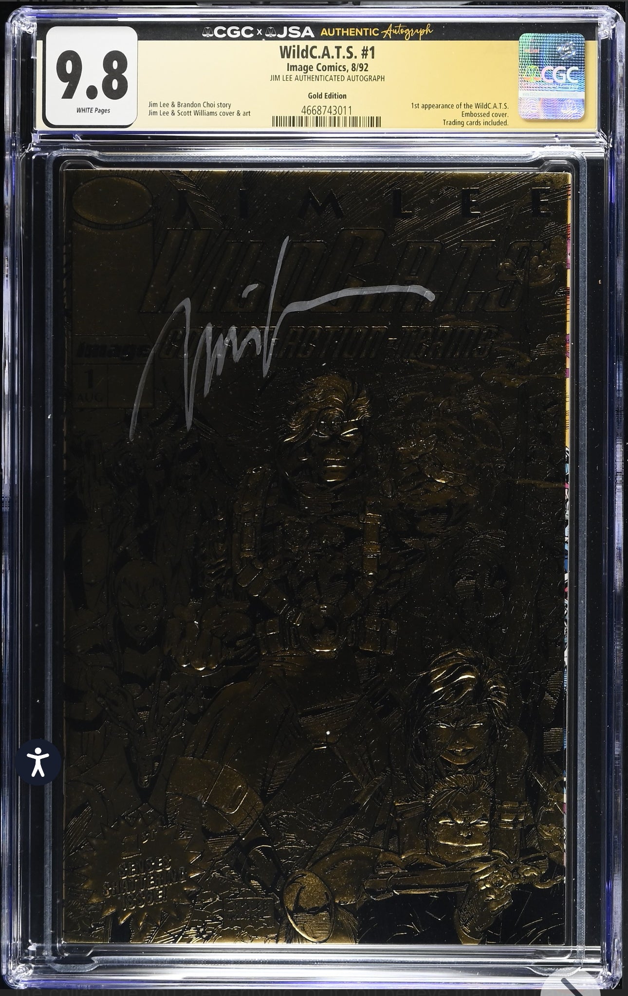 WildC.A.T.S #1 CGC X JSA 9.8 (Image, 1992) Gold Edition Signed by Jim Lee (1st Appearance of the WildCats)