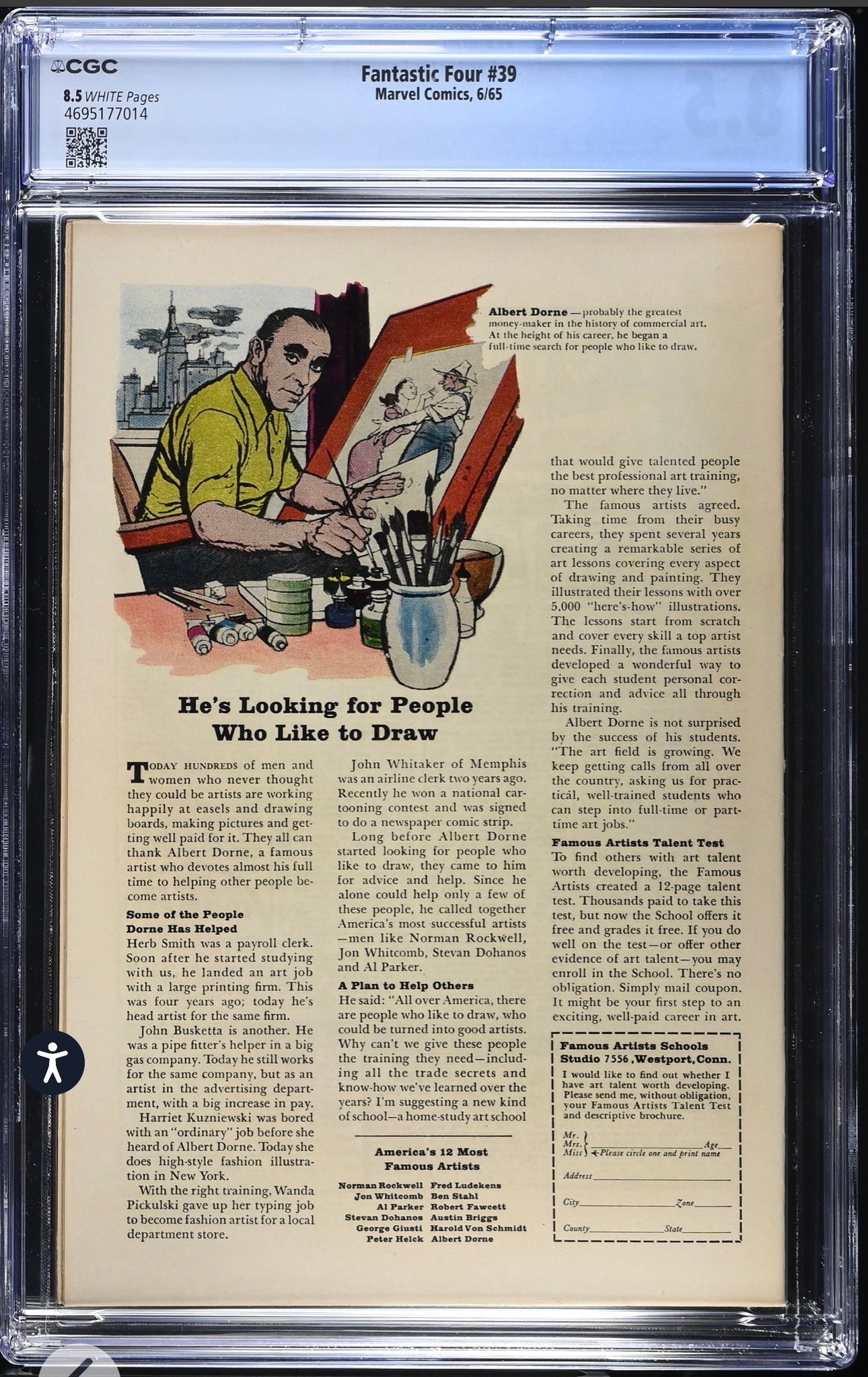 Fantastic Four #39 CGC 8.5 (Marvel, 1965) White Pages (Daredevil, Dr. Doom)