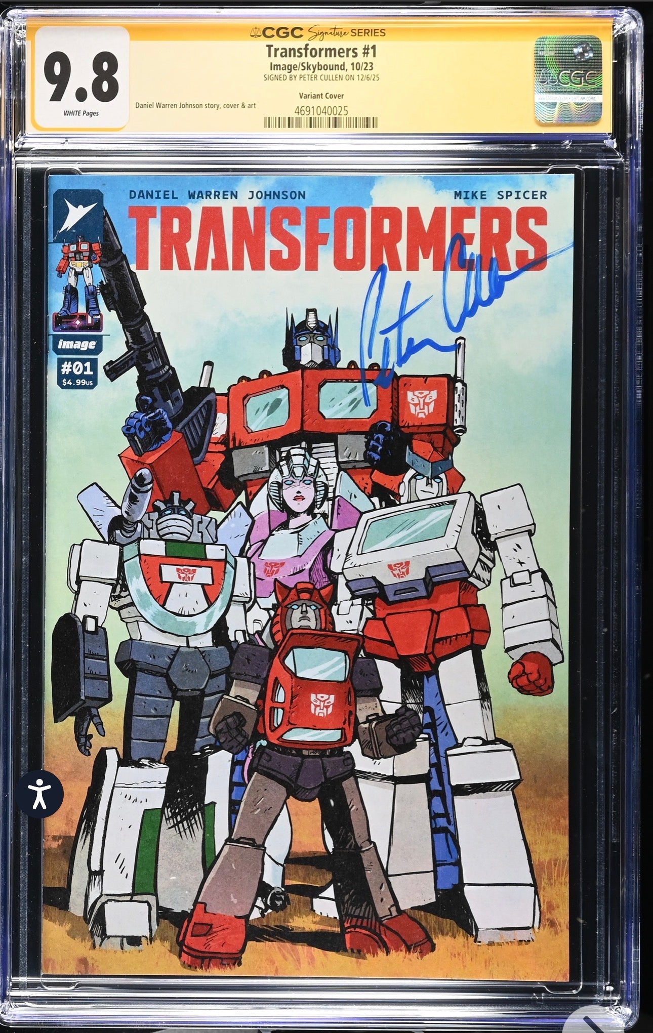 Transformers #1 CGC SS 9.8 Signed By Peter Cullen (Image/Skybound 2023 Variant Cover B)
