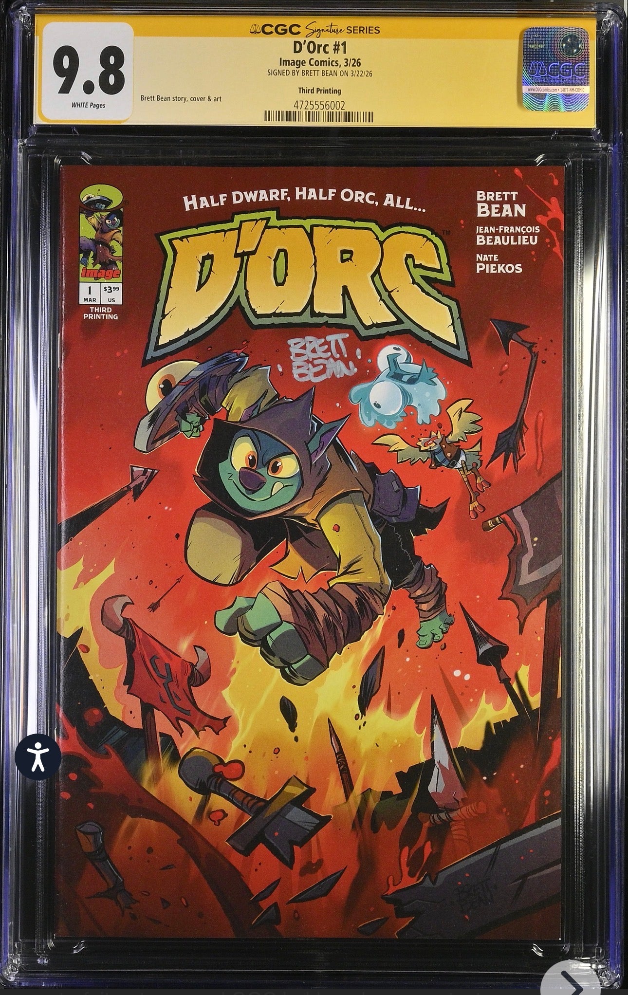 D'ORC #1 CGC SS 9.8 (Image, 2026) 3rd Print Signed By Brett Bean