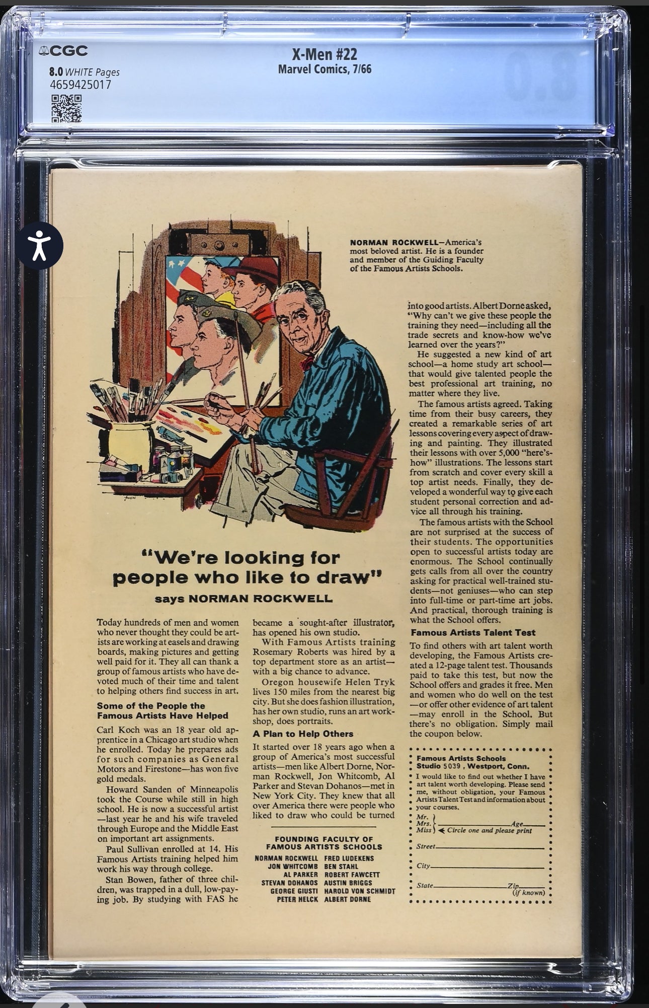 UNCANNY X-MEN #22 CGC 8.0 (Marvel, 1966) Rare White Pages