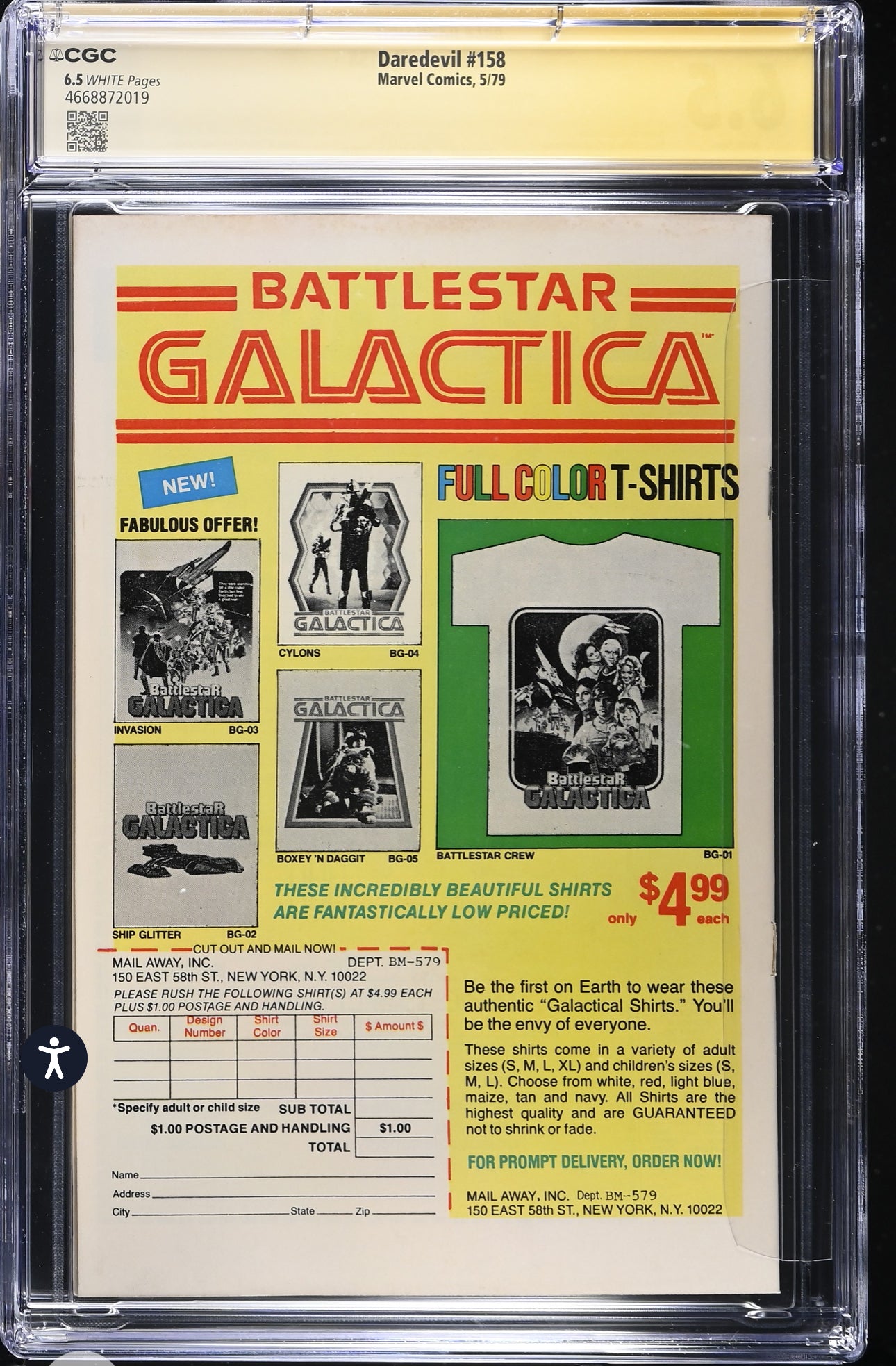 Daredevil #158 CGC SS 6.5 Newsstand Edition Signed By Frank Miller & Joe Rubinstein (Marvel,