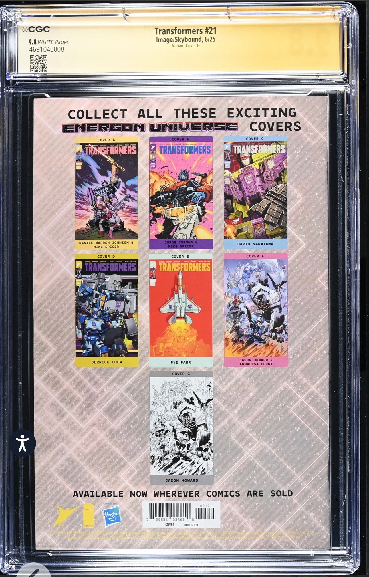 Transformers #21 CGC SS 9.8 Signed By Frank Welker (Image/Skybound 2025 Virgin Sketch Variant)