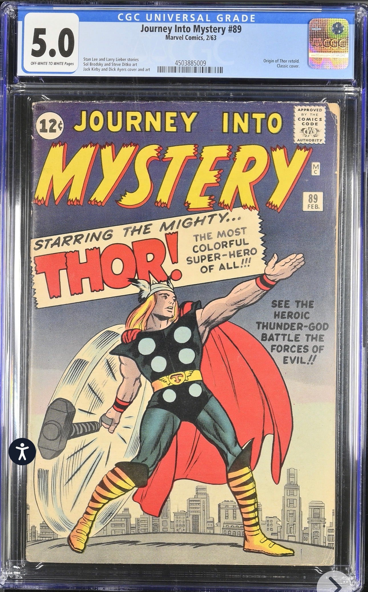 Journey Into Mystery #89 CGC 5.0 (Stan Lee, Larry Lieber) Classic Thor Cover