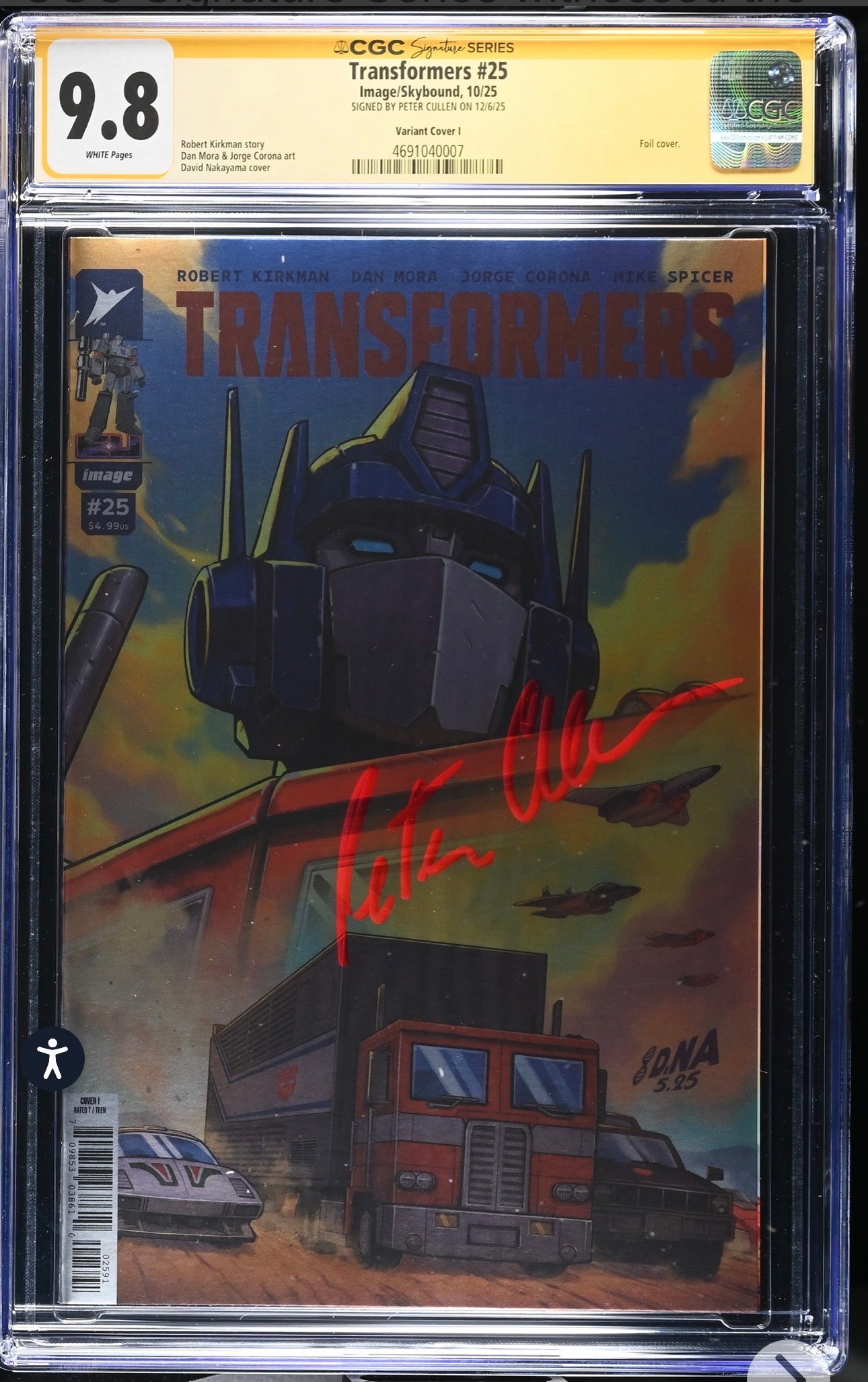 Transformers #25 CGC SS 9.8 Signed By Peter Cullen (Image/Skybound 2025, Foil Variant)