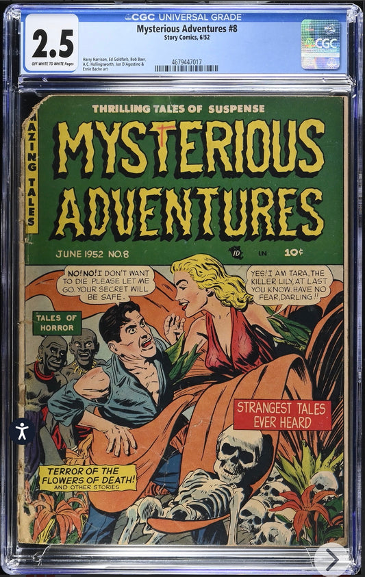 Mysterious Adventures #8 CGC 2.5 (Story Comics, 1952) Pre Code Golden Age Horror