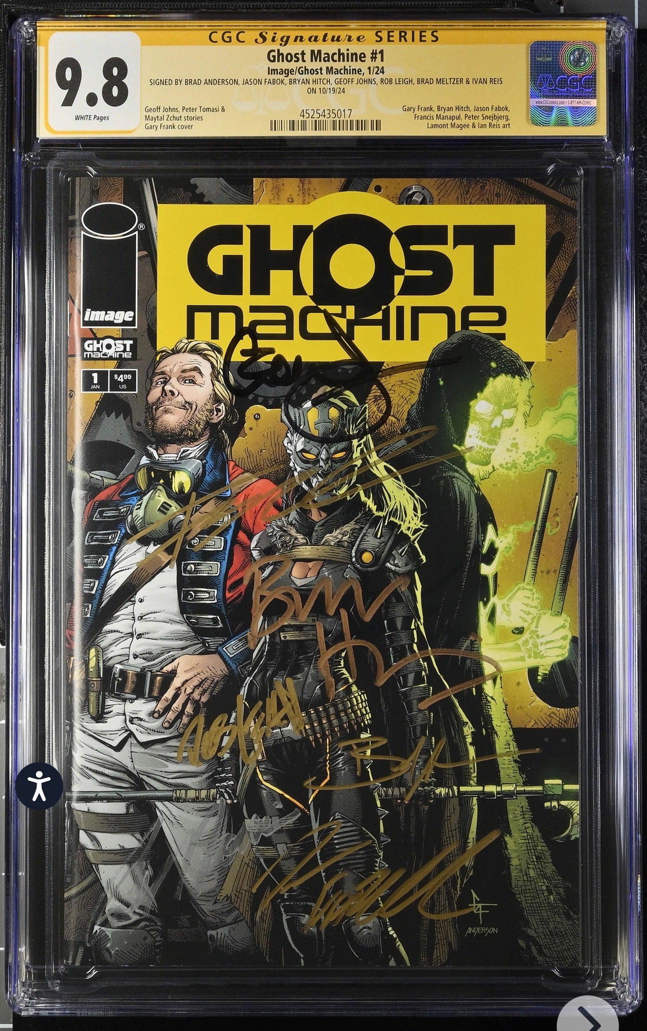 Ghost Machine #1 CGC SS (Image, 2024) 7x SIGNED (Brad Anderson, Jason Fabok, Bryan Hitch, Geoff Johns, Rob Leigh, Brad Meltzer, Ivan Reid)