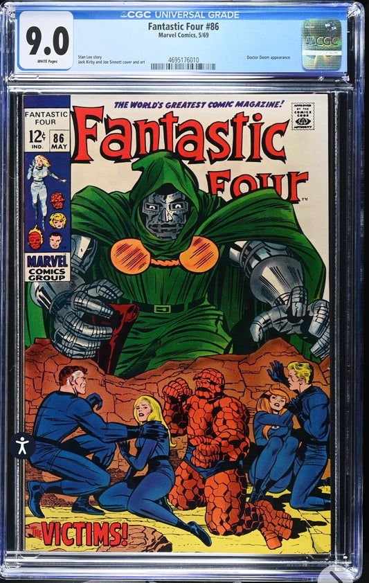 Fantastic Four #86 CGC 9.0 (Marvel, 1969), Doctor Doom Cover Rare White Pages