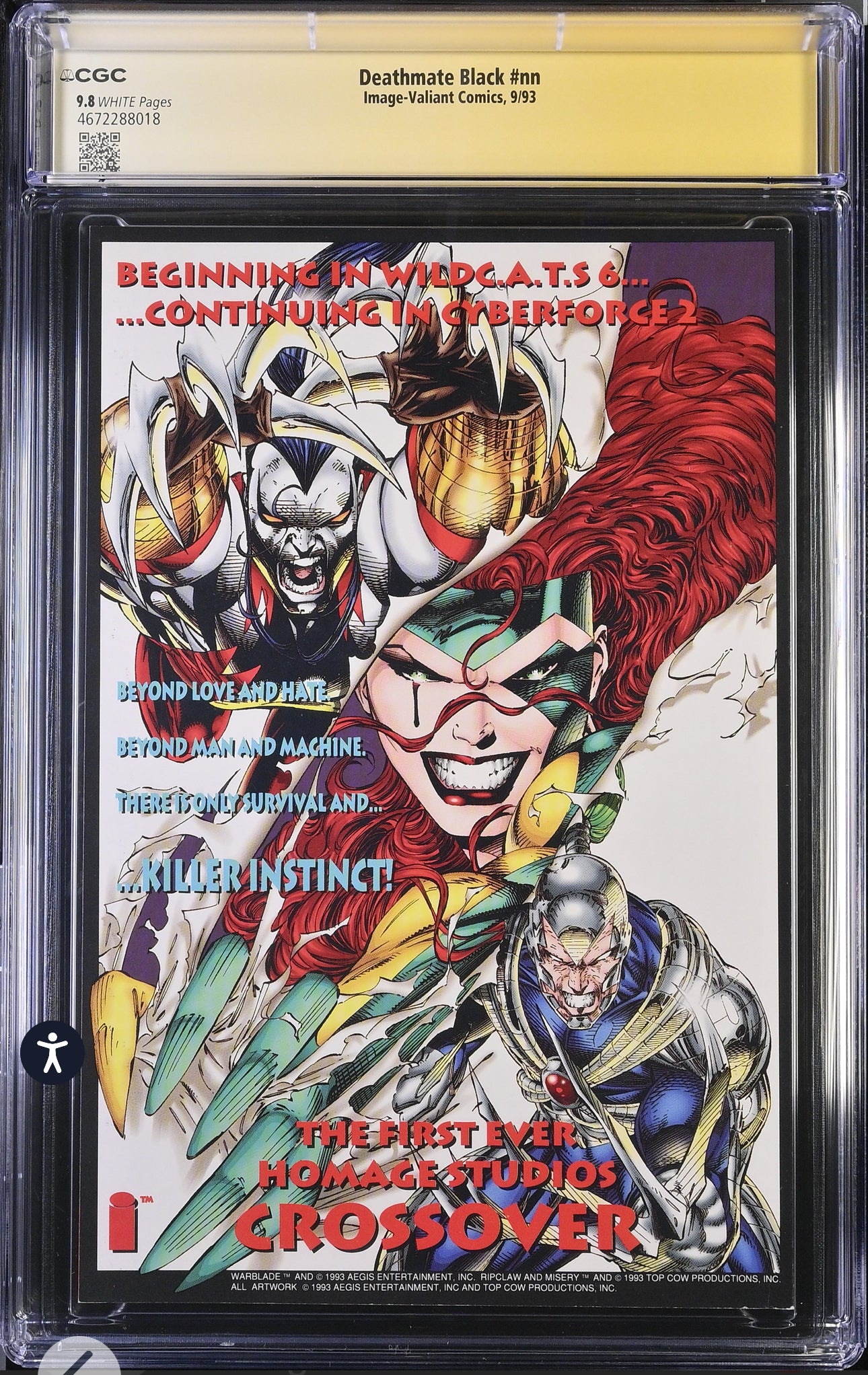 Deathmate Black #1 CGC SS 9.8 (Valiant/Image, 1993) Signed by Jim Lee (1st Appearance of Gen13)