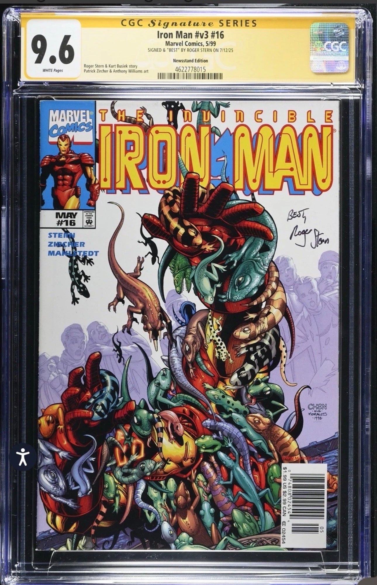 Iron Man #v3 #16 CGC SS 9.6 (Newsstand Edition, Marvel 1999) Signed By Roger Stern )Rare, Hard To Find)