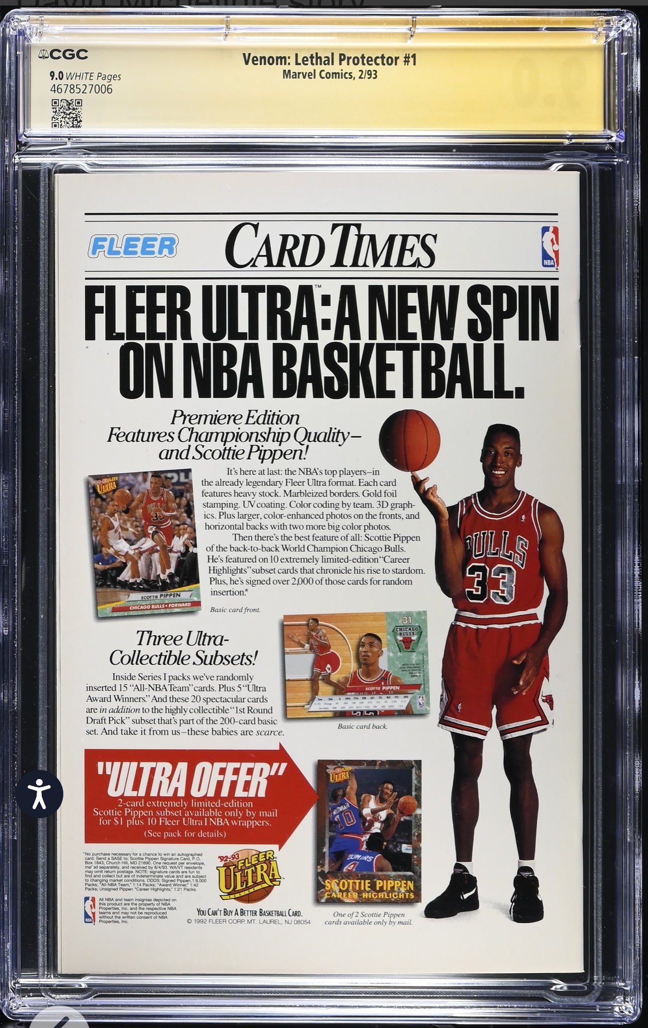 Venom: Lethal Protector #1 CGC SS 9.0 Signed/Sketch By Sam De La Rosa (Marvel, 1993)