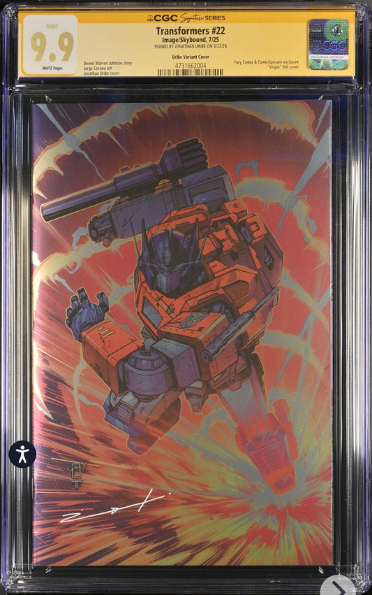 TRANSFORMERS #22 CGC SS 9.9 Signed By Jonathan Uribe (Image/Skybound, 2025)