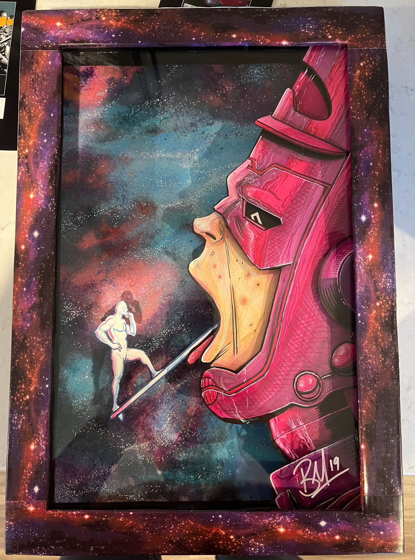 Silver Surfer & Galactus Shadowbox by Barry (A One of a Kind Shadowbox Art)
