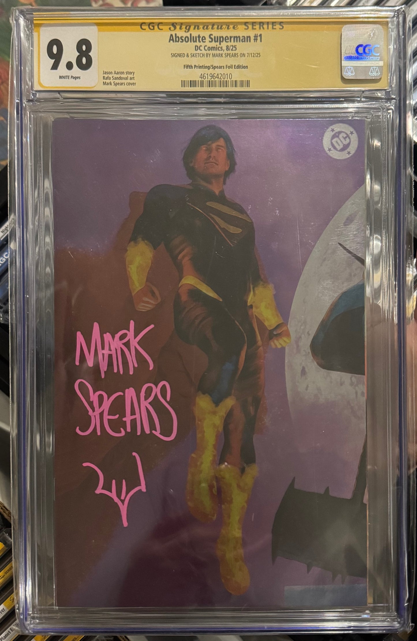 Absolute Superman #1 CGC SS 9.8 Signed & Sketch By Mark Spears 5th Print Foil