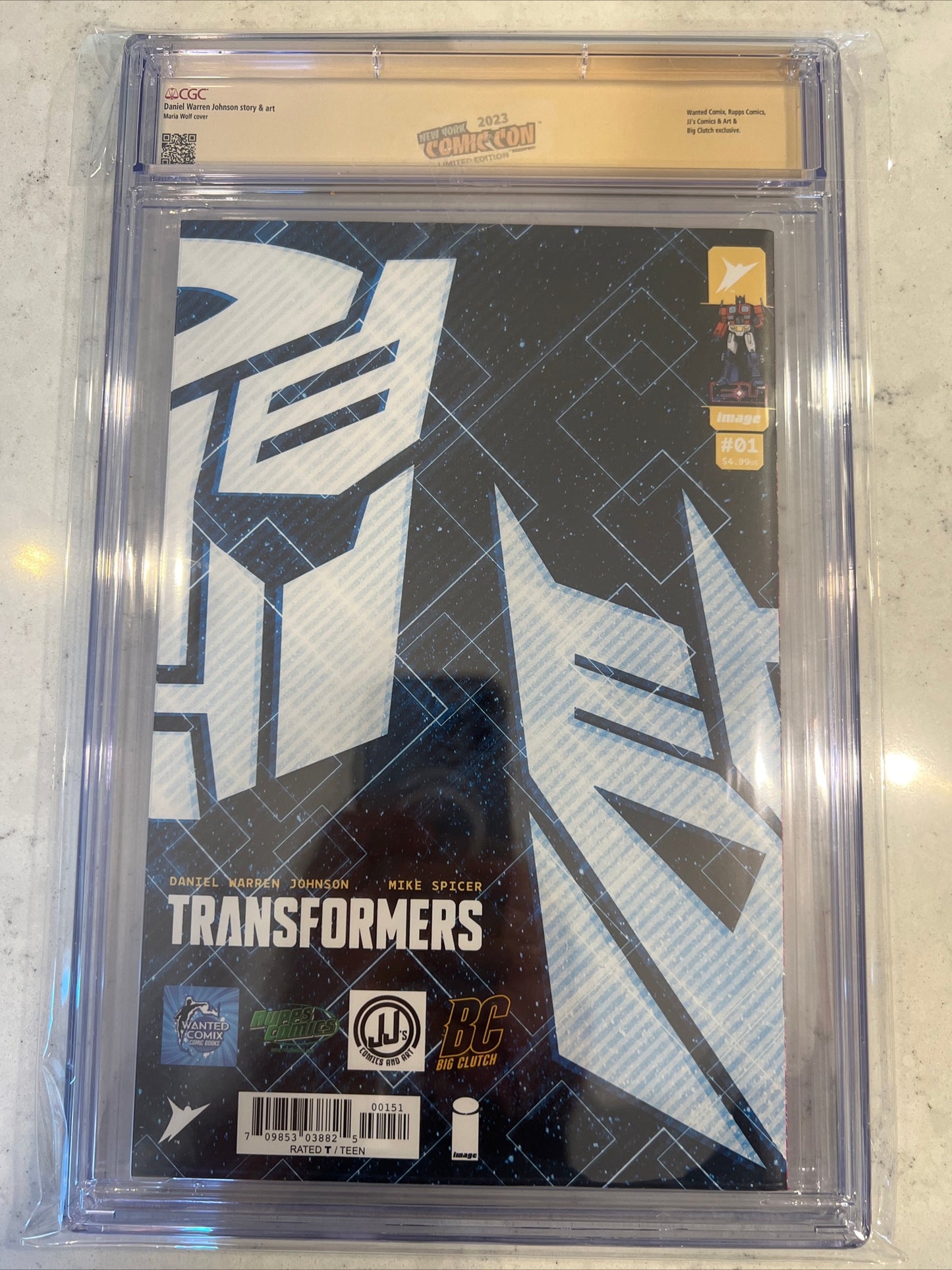 Transformers #1 (Image/Skybound) CGC SS 9.8 (Maria Wolf Virgin Cover) signed by Daniel Warren Johnson and Maria Wolf