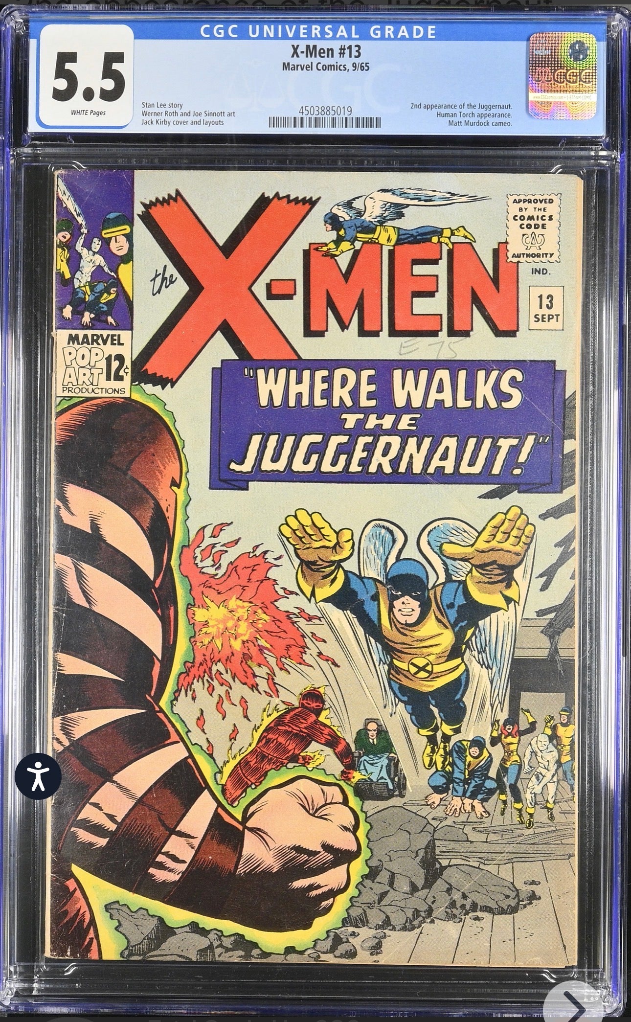 X-Men #13 (Marvel, 1965) CGC 5.5 2nd App Of Juggernaut (White pages)