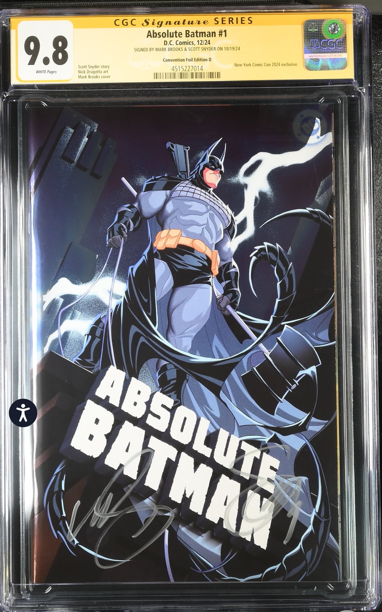 Absolute Batman #1 CGC SS 9.8 (DC, 2024) Mark Brooks Foil signed by Scott Snyder & Mark Brooks