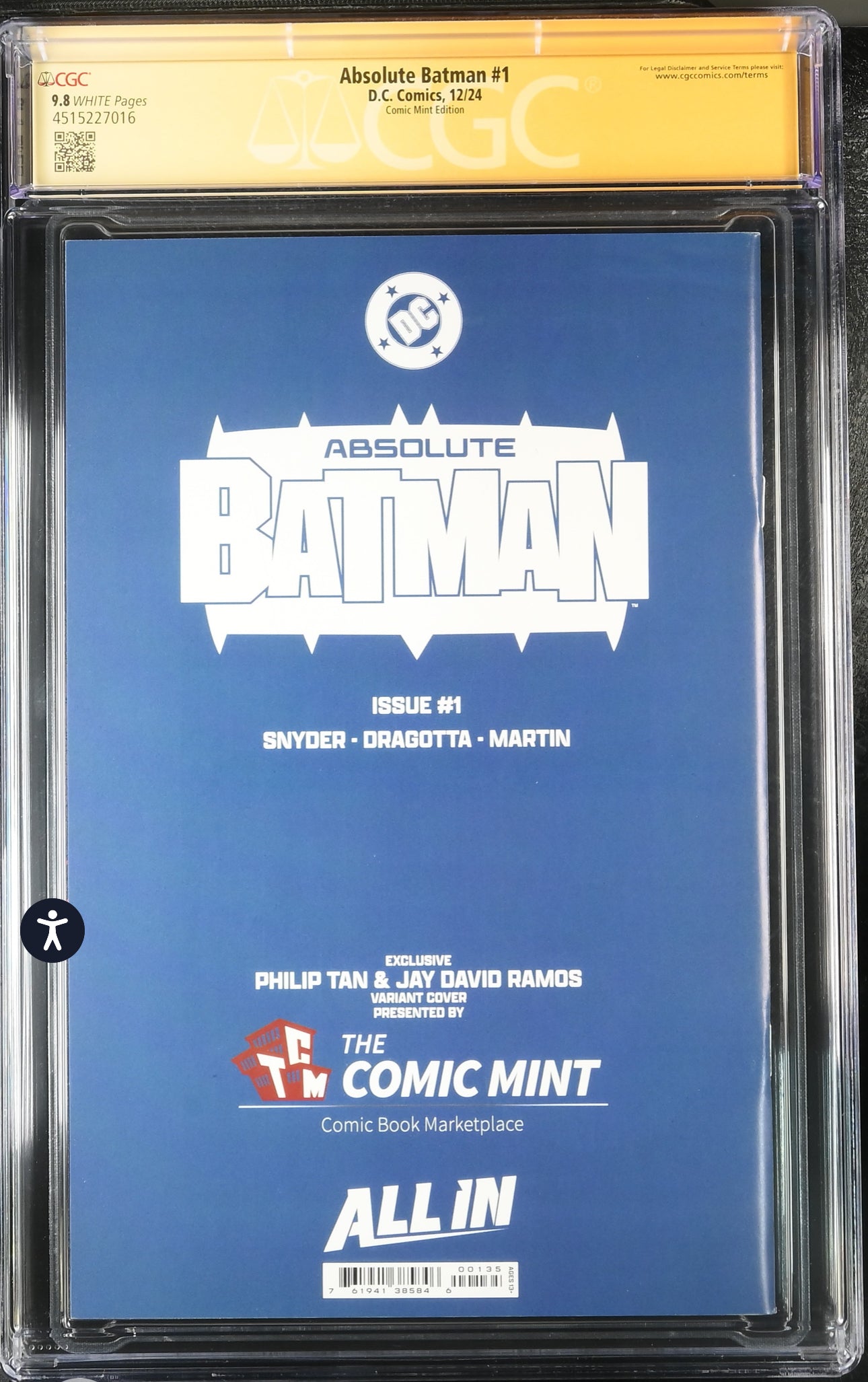 ABSOLUTE BATMAN #1 CGC SS 9.8 (DC, 2024) Phillip Tan Variant Signed by Philip Tan, Scott Snyder & Nick Dragotta